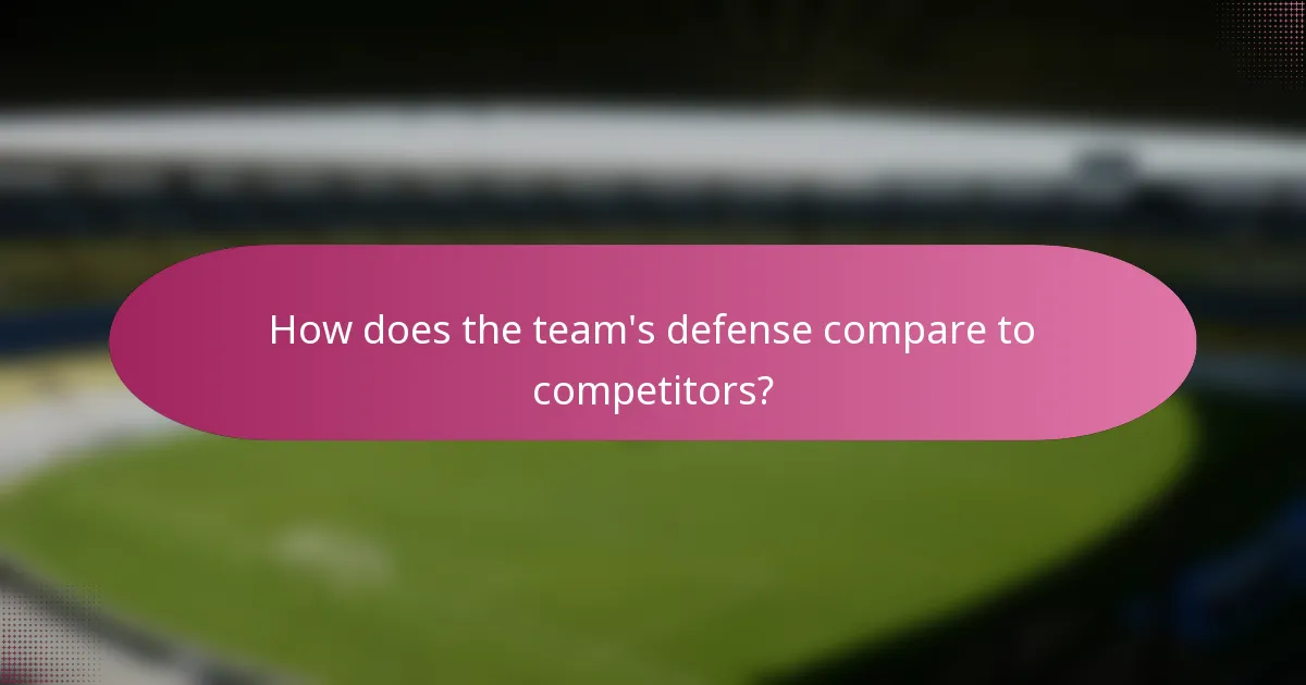 How does the team's defense compare to competitors?